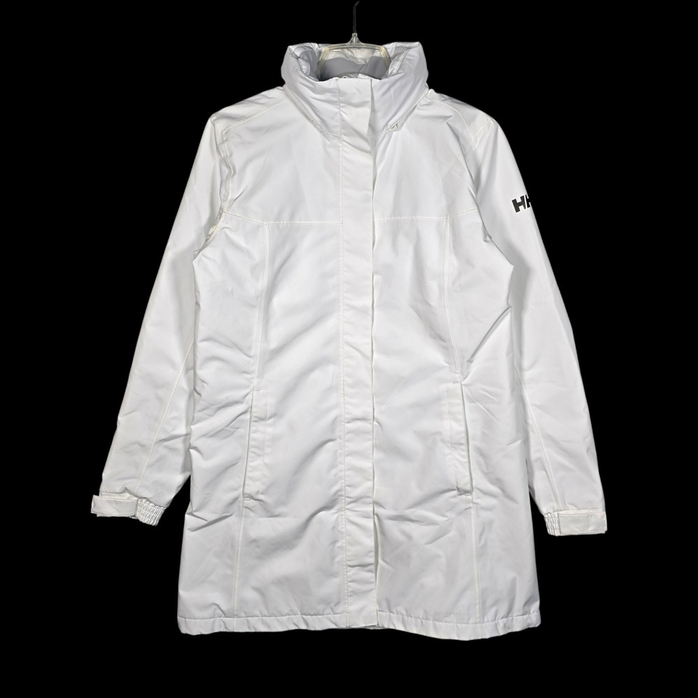 Helly Hansen Aden Jacket Women's Large White Rain Waterproof Insulated Hood Long